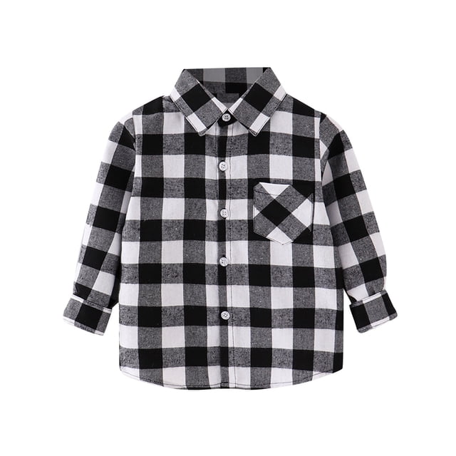 DXOUPM Boys' Long Sleeve Button Down Plaid Shirt Versatile Jacket Kids Outdoor Going Out