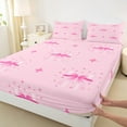 thumbnail image 3 of Feelyou Princess Bowknot Kids Queen Sheet Sets, Kawaii Cartoon Stars Flat Sheet, Cute Bow-tie Theme Queen Fitted Sheet, Lightweight Room Decor, 4 Pieces, 3 of 7