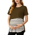 thumbnail image 2 of Xdegoge Womens Maternity Nursing Tops Short Sleeve Colorblock Striped Breastfeeding Shirts Layered Design Comfortable Casual Flattering Pregnancy Tee, 2 of 9