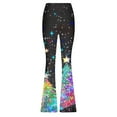 thumbnail image 4 of QATAINLAV Prime Sales Today Women's Flare Leggings Fashion Glitter Xmas Tree Printed High Waisted Sweatpants Christmas Milk Silk Soft Bell Bottom Yoga Pants Multicolor XL, 4 of 6
