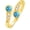 Created Turquoise, variant on 14K Yellow Gold Adjustable Toe Ring for Women, Real Gold Gemstone Open Toe Rings Fine Summer Beach Foot Fine Jewelry Gifts for Mom Wife Nana Birthday Christmas Mother's Day