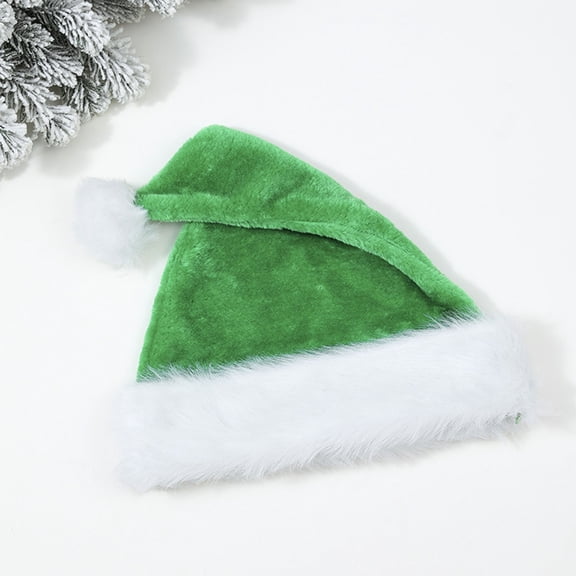 Santa Hat, Plush Santa Hats, Unisex Velvet Fabric Christmas Hat with Comfort Lining & Plush Brim, Xmas Santa Holiday Hat for Adults, 1 Pcs, 17.7x12.6"