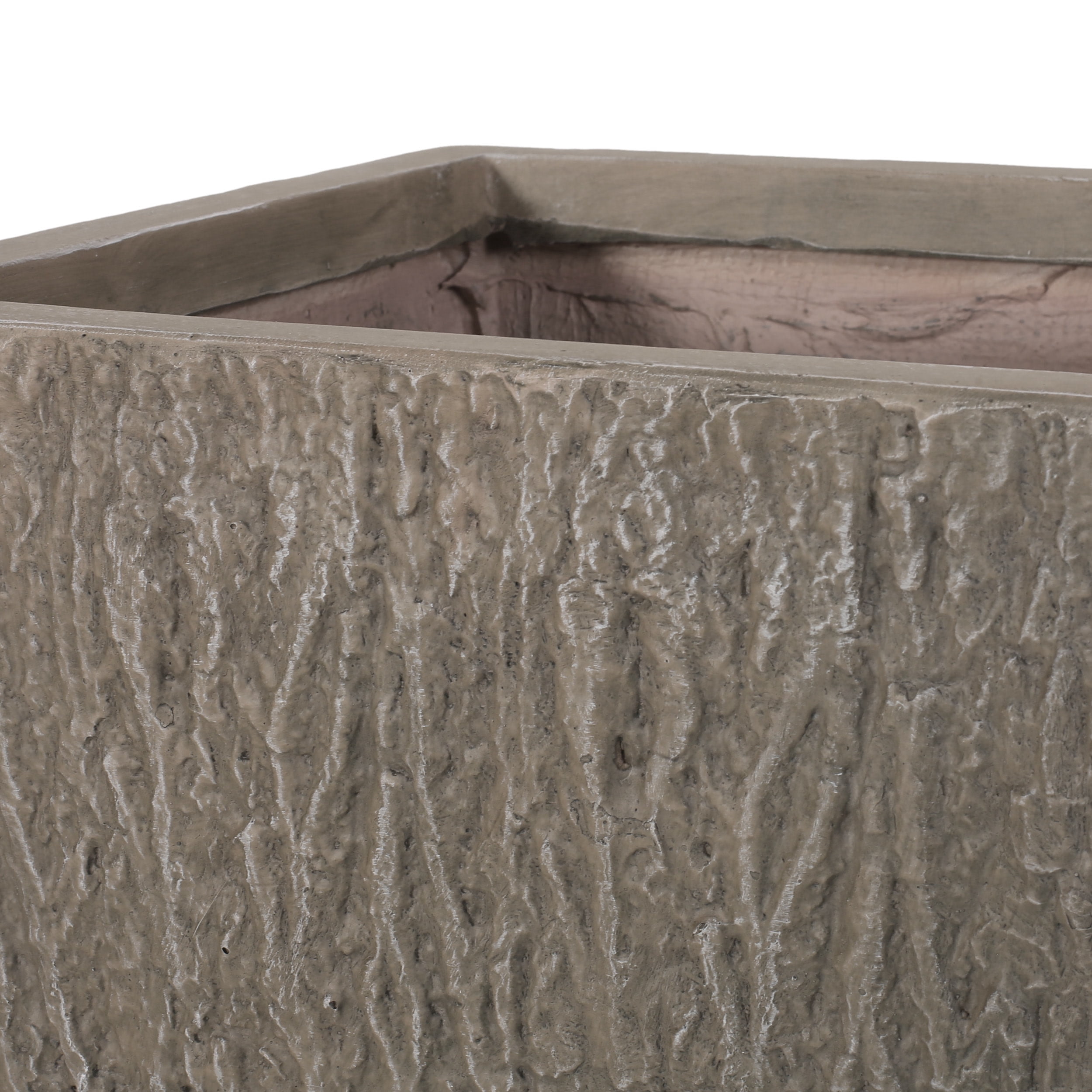 Noble House 16" x 16" x 31" Square Brown Concrete Plant Planter