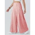 thumbnail image 4 of SHEWIN Women's Wide Leg Palazzo Pants Casual Elastic High Waisted Cotton Gingham Plaid Culottes Trousers with Pockets, 4 of 8