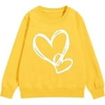 thumbnail image 4 of KHONTS Girls Long Sleeve Sweatshirts with Heart Print Casual Loose Fit Pullovers Tops Jacket for Kids,Size 3-14 Years Yellow 100, 4 of 7