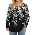 thumbnail image 3 of Cutuoiiu Plus Size Tops for Women Daily Printed Crewneck Long Sleeve Shirts Gifts, 3 of 6