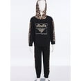 thumbnail image 4 of Haitryli Girls 2pcs Casual Set Leopard Print Tracksuit Long Sleeve Hoodie with Elastic Waistband Sweatpants Black 4-5, 4 of 8