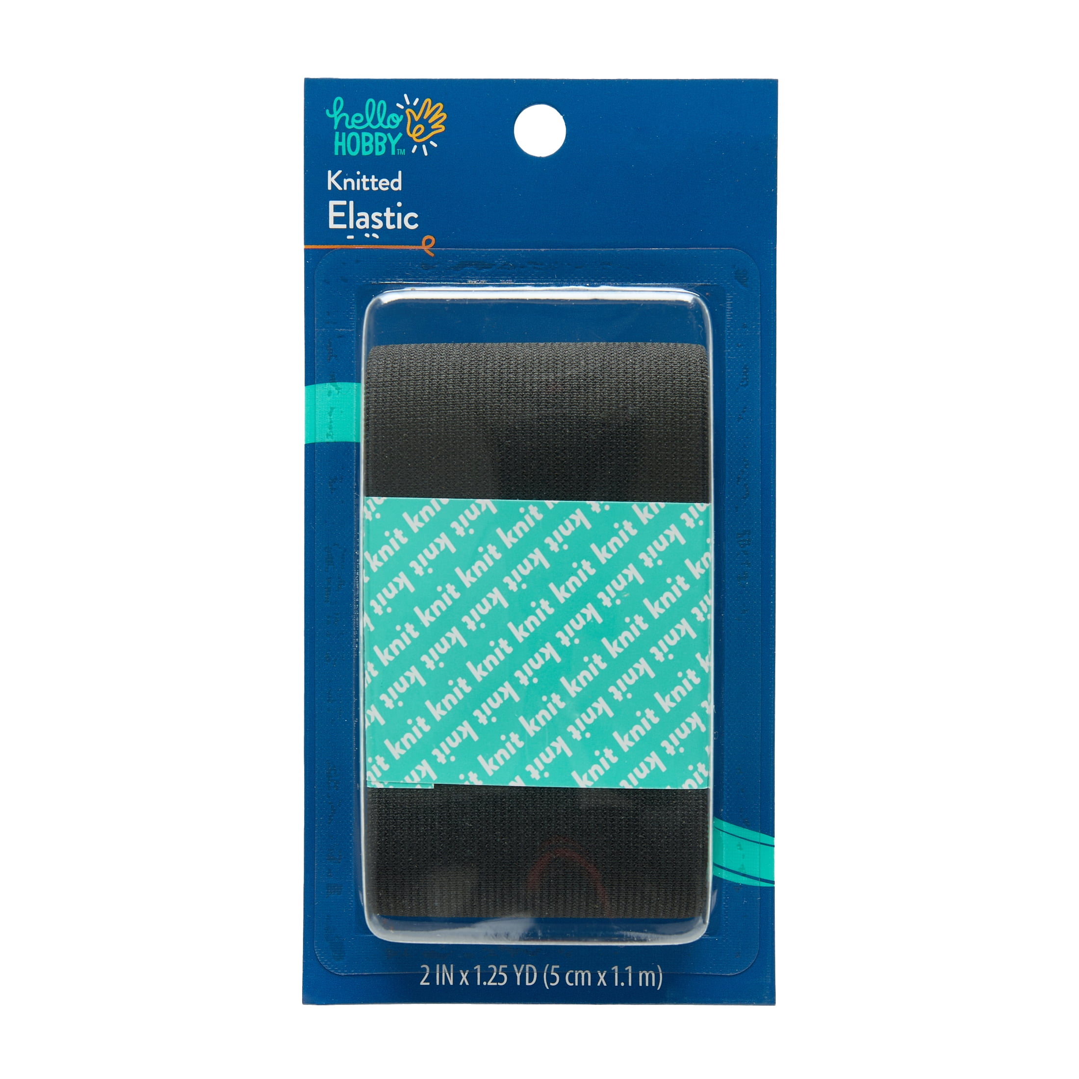 (2 pack) Hello Hobby 2 Inch Black Knit Elastic Band for Sewing and Crafts