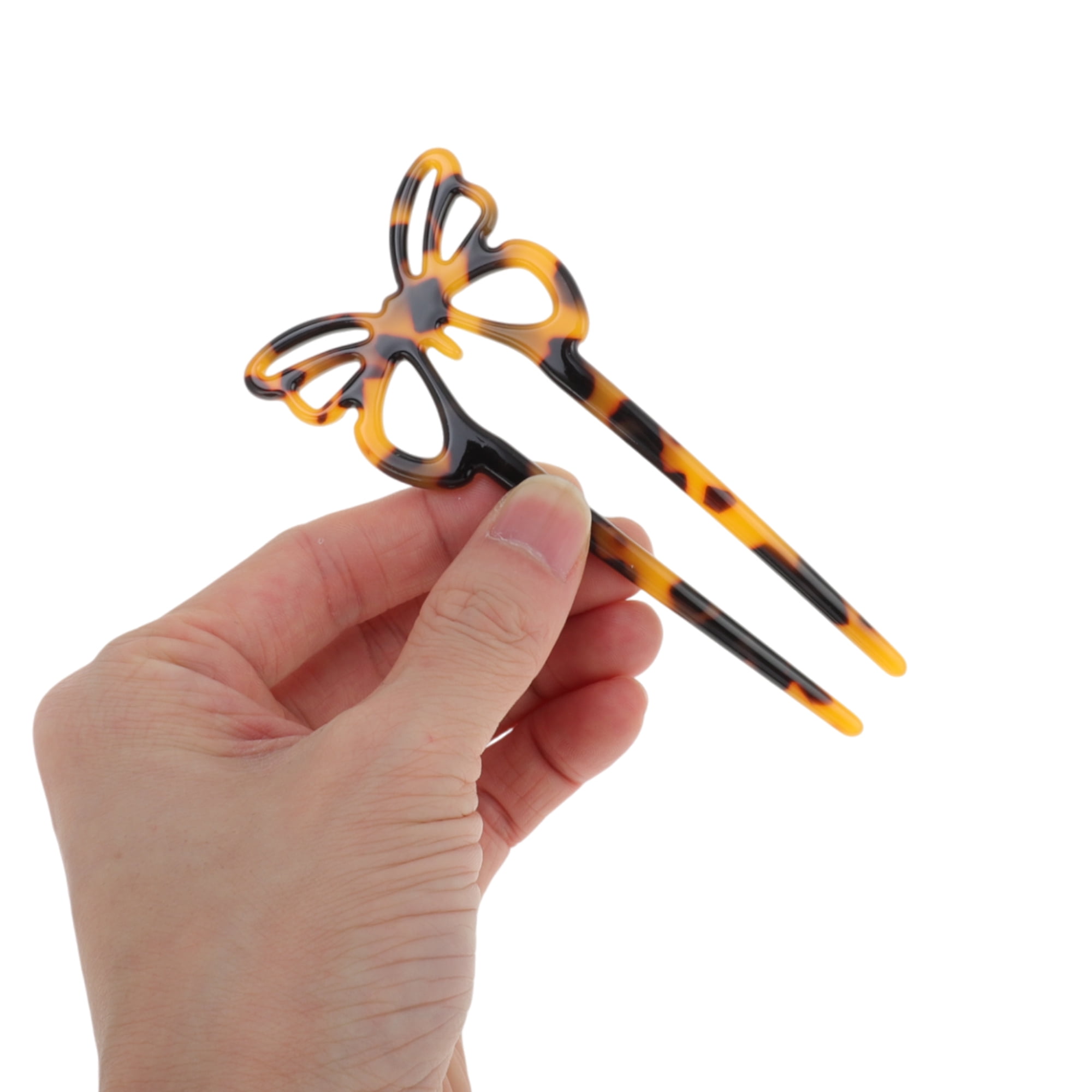 Unique Bargains Butterfly Hair Stick Fork Pins for Women 1 Pc Black, Coffee Color