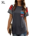thumbnail image 1 of Camiseta de mujer Camiseta de manga corta con estampado de rayas Camiseta casual de verano, Gris, XL tholdsy AP001701-14, 1 of 7