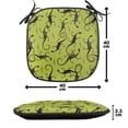 thumbnail image 4 of Lizards Chair Seating Cushion Set of 6, Slender Shapes of Reptiles with Polka Dots Crawling Silhouettes, Seat Pads with Anti-slip Backing, 16"x16", Apple Green and Charcoal Grey, by Ambesonne, 4 of 7