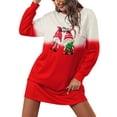 thumbnail image 5 of hirigin Christmas Dresses for Women Ugly Christmas Print Long Sleeve Crewneck Mini Dress Flowy Swing A-Line Tunic Party Dress (red Golden, M), 5 of 9