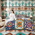 thumbnail image 4 of Erosebridal Vintage Floral Bedding Comforter Set for Women Girls, Mandala Checkered King Bedding Sets, Reversible 7-Piece, 4 of 6