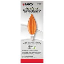 Satco S11301 LED Satin Spun Amber Candelabra Base Light Bulbs, 2 Watt 120 Volt 6 Pack