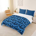 thumbnail image 3 of jejeloiu Bright Damask Duvet Cover King,Ancient Floral King Bedding For Adults,Blue Black,Reversible,3pcs,1 Duvet Cover and 2 Pillowcases, 3 of 6