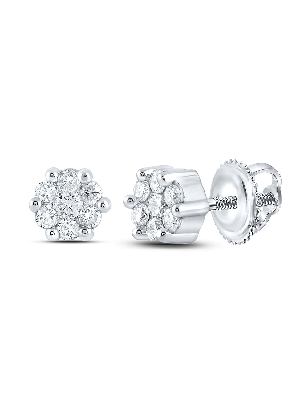 Women's flower cluster silver created diamond burst stud earrings women's jewellery women's fashion jewellery collection gift for her