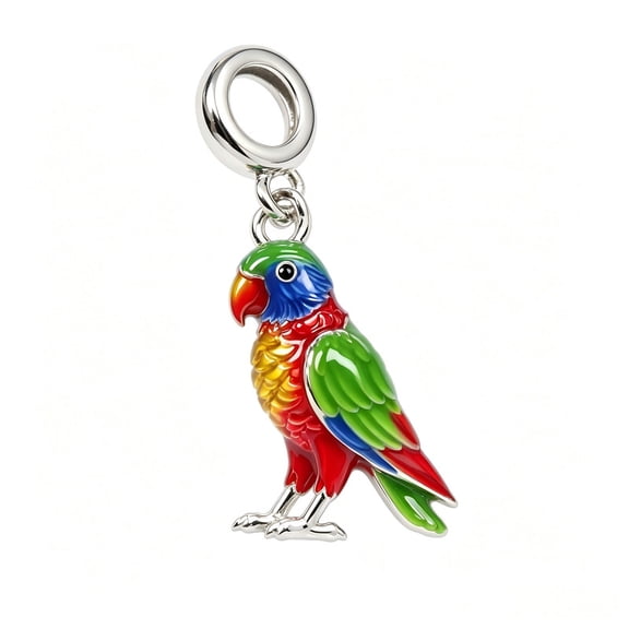 925 Sterling Silver Colorful Enamel Parrot Dangle Charm Beads For Bracelets & Bangle Pendant Jewelry