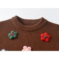 thumbnail image 3 of Bobifish Baby Light Blue Crew Neck Sweater Multi-Color Flower Applique Long Sleeve Sweaters Knitted Soft Cute Casual Kids Daily Pullover Top, 3 of 7