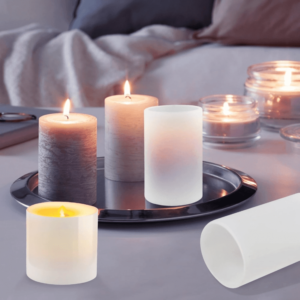 6Pcs Candle Molds for Candle Making, Hexagon Shaped Candle Molds, Silicone Cylinder Light Resin Molds, Pillar Candle Making Mold Set for Handmade Candle DIY Craft Home Decor Gift
