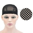 thumbnail image 2 of VANIDO 2 Pcs Black Spandex Mesh Dome Wig Cap Elastic Crochet Braid Wig Caps for Making Wig (Black L), 2 of 4