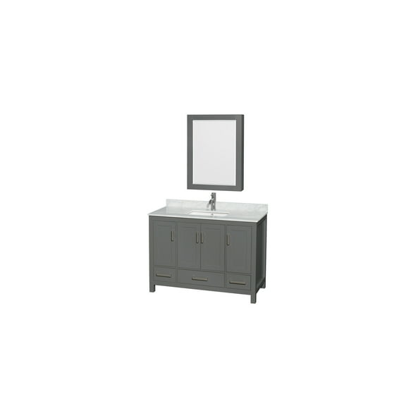48" Dark Gray Bathroom Vanity Set - Carrara Marble Top, Sink & Cabinet