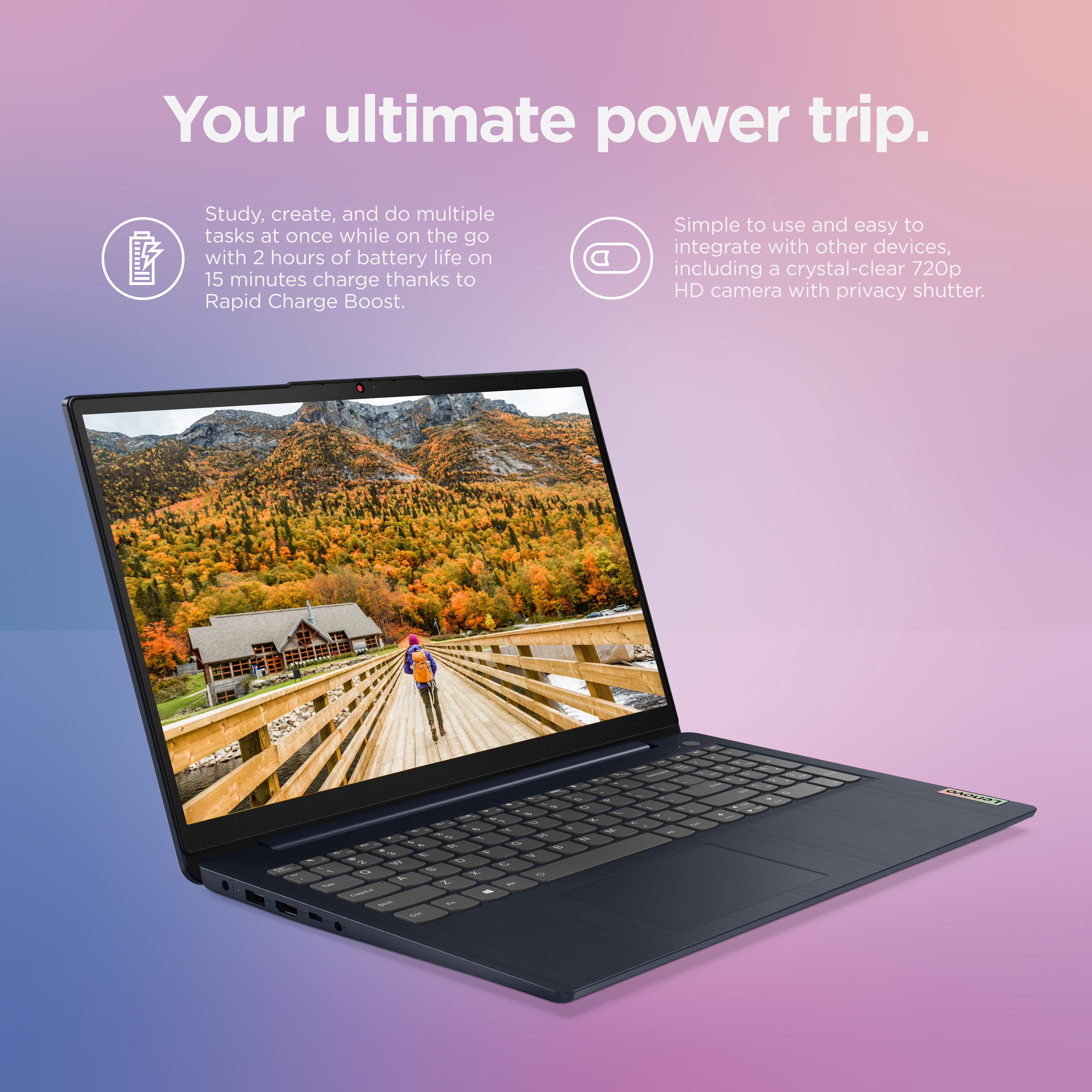 Lenovo Ideapad 3 15.6" FHD Laptop, AMD Ryzen 5 5500U, 8GB RAM, 256GB SSD, Windows 11 Home, Abyss Blue, 82KU01RJUS