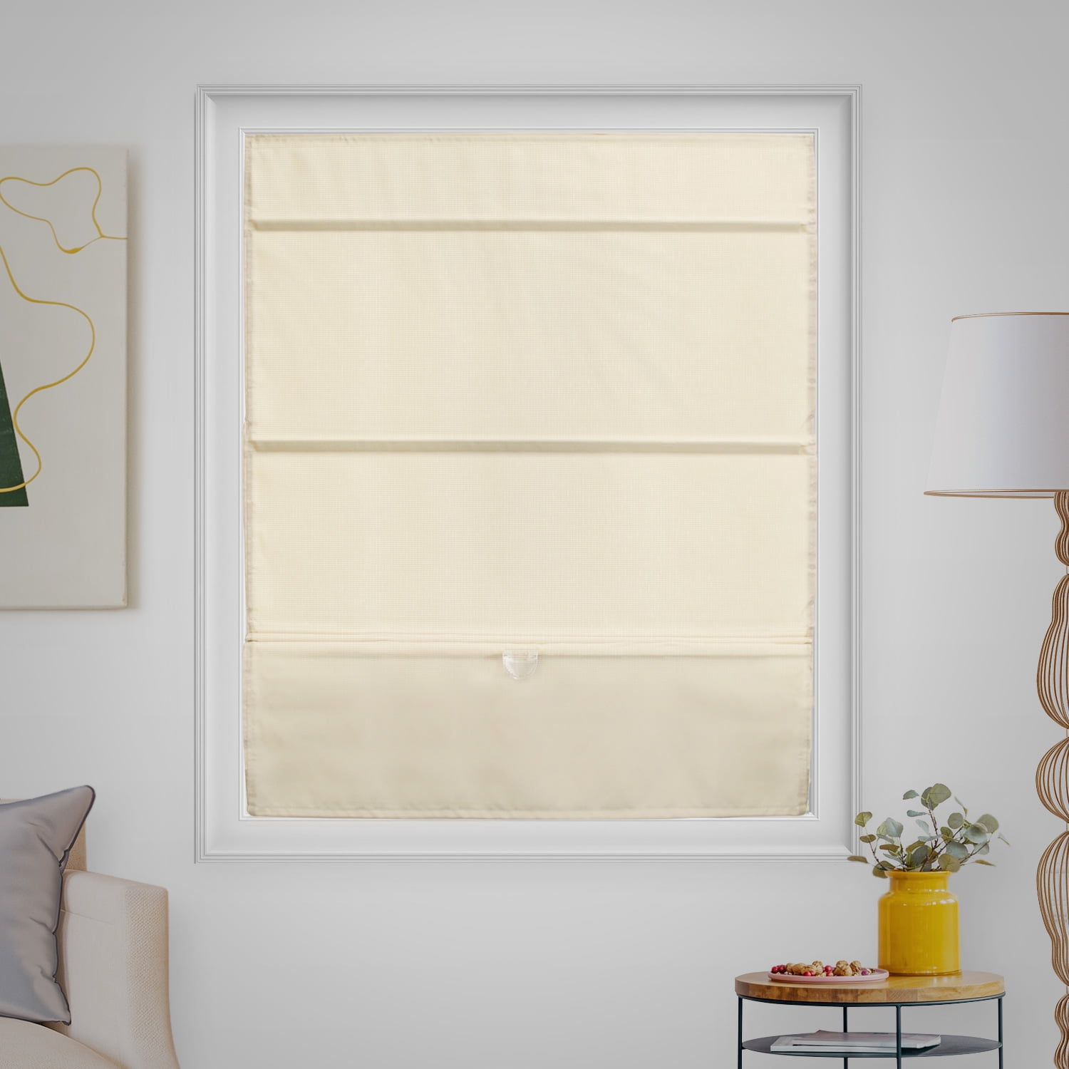 Chicology Cordless Magnetic Roman Shades, Runway Tan,48"W X 64"H