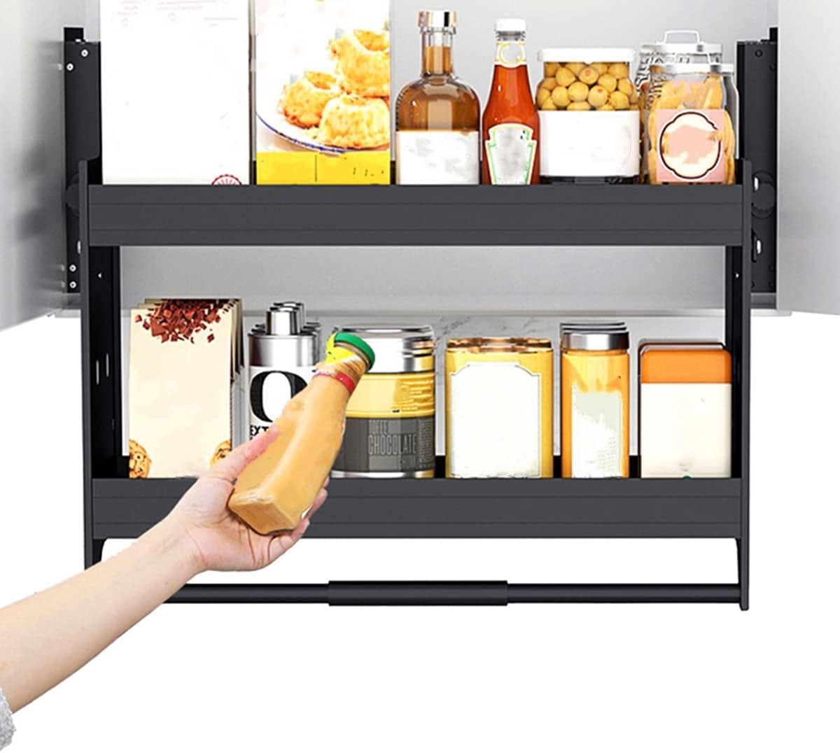JOKLIUENRSS 24 Inch Pull Down Shelf,Pull Down Shelf Organizer