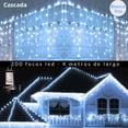 thumbnail image 1 of Cascadas de luces LED Dosyu Blanco Frío 4mts 200 luces navideñas decoración luminosa, 1 of 8