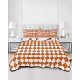 thumbnail image 2 of Quilt King Size Bedding Set, Orange Plaid Reversible Summer Quilt 3 Pieces, Modern Minimalist Geometric Gingham Checkered Lightweight Bedspreads Coverlets with 2 Pillow Shams for All Seasons, 2 of 5
