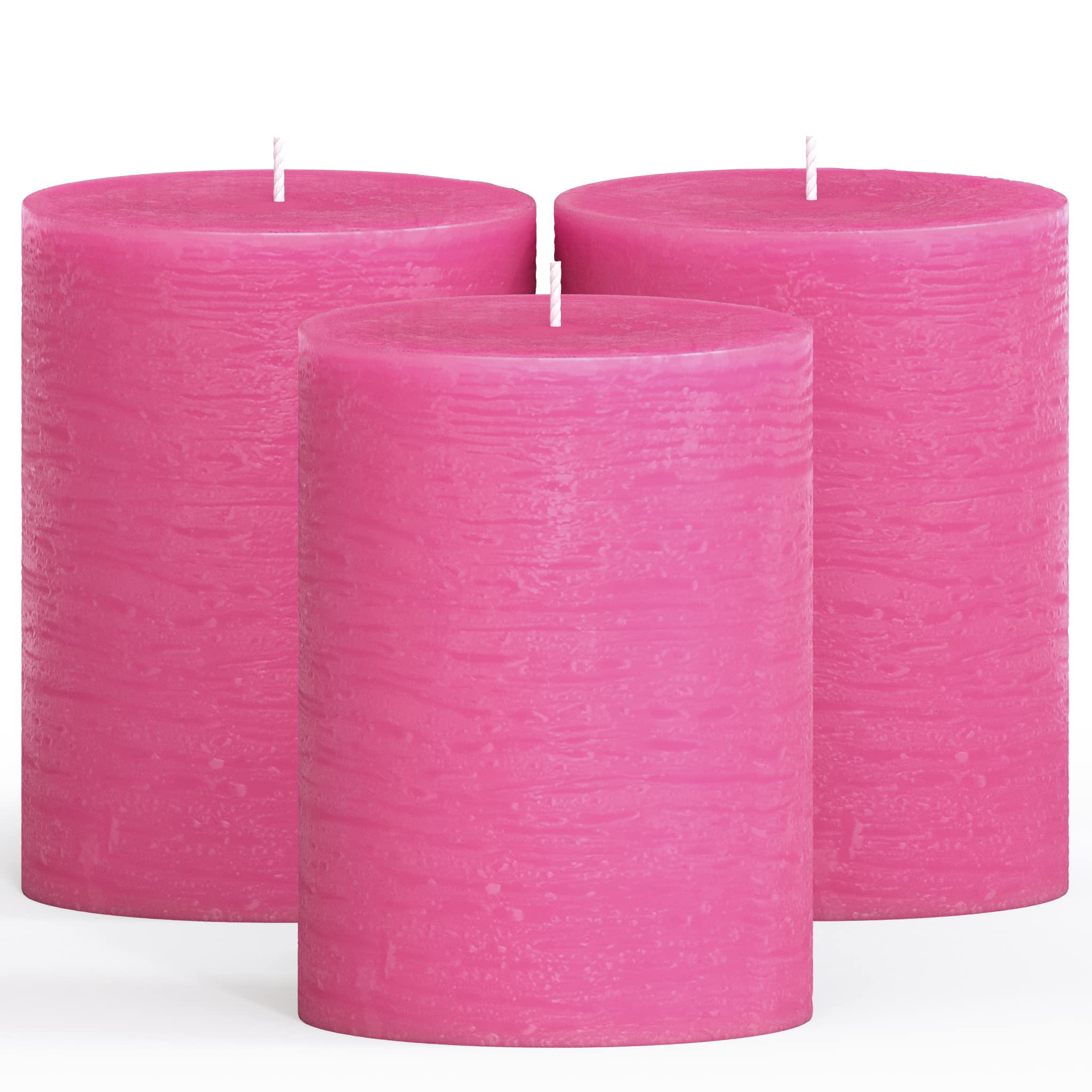 CANDWAX 3x4 Pillar Candles Set of 3 Decorative Rustic Candles