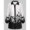 thumbnail image 1 of Botón más Tamaño Hasta la mariposa de la blusa de manga larga Imprimir Rosegal Suéteres Cárdigans, 1 of 5