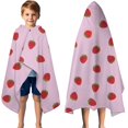 thumbnail image 3 of Red Strawberry Plants Fruit Pink Pattern Hooded Bath Towel，50"x30" for Ages 3 To 12 Kids, Quick Dry Lightweight Soft Microfiber Hood Beach Towel Cover Up for Kids, 3 of 7
