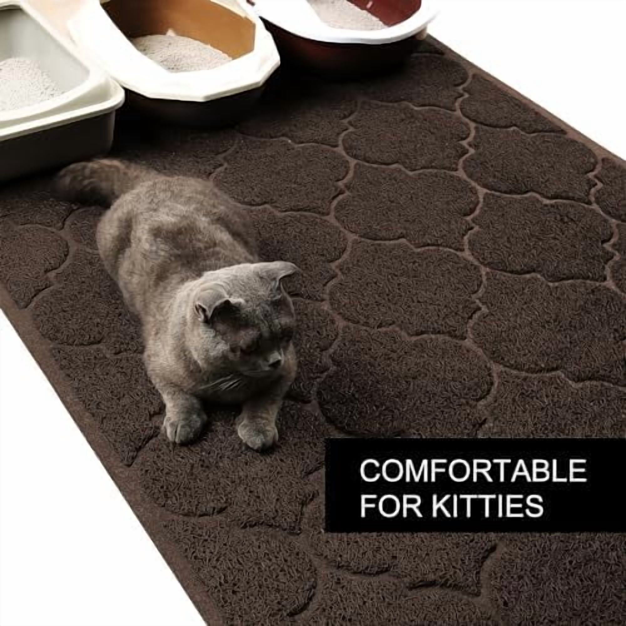 LittleTiger Cat Litter Mat, XL Super Size, Phthalate Free, Easy to Clean, 46x35 Inches, Durable, Soft on Paws, Large Litter Mat. Brown