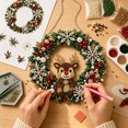 thumbnail image 5 of 2026 Hand‑Beaded Christmas Reindeer Wreath DIY Craft Kit, Calming Holiday Beading Hobby Project, Complete Craft Tools & Metal Hanging Chain Included, 5 of 5