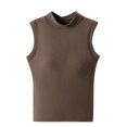 thumbnail image 4 of QUNYINEY Sleeveless Tank Top for Women Mock Neck Solid Casual Tops Padded Slim Summer Tank Tops, 4 of 5