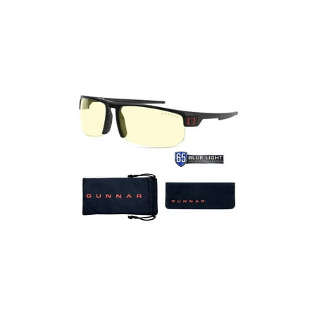 GUNNAR TORPEDO Gaming Glasses Onyx Frame (Amber Lens) Tint 65% Blue Light & 100% UV Protection, TOR-00101