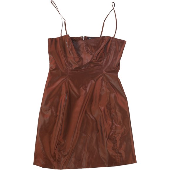 Mini vestido sólido Danielle Bernstein para mujer, marrón, 2