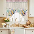 thumbnail image 2 of Easter Colored Eggs Swag Kitchen Curtain Valances, Rabbit Pink Plaid Vintage Linen Spring Rod Pocket Curtains Window Treatment Decor Valances for Bedroom Bathroom, 2 Panels 36 x 36 Inch, 2 of 9