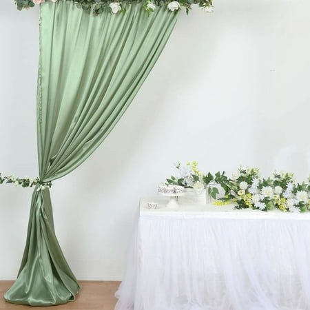 Efavormart 8ftx10ft Sage Green Satin Curtain Panel Backdrop Drapes Photo Booth Backdrop With Rod Pocket