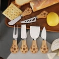 thumbnail image 5 of LSY Cheese Knife Set Football Pattern Stainless Steel Rubberwood Handles 6-Piece, 5 of 6