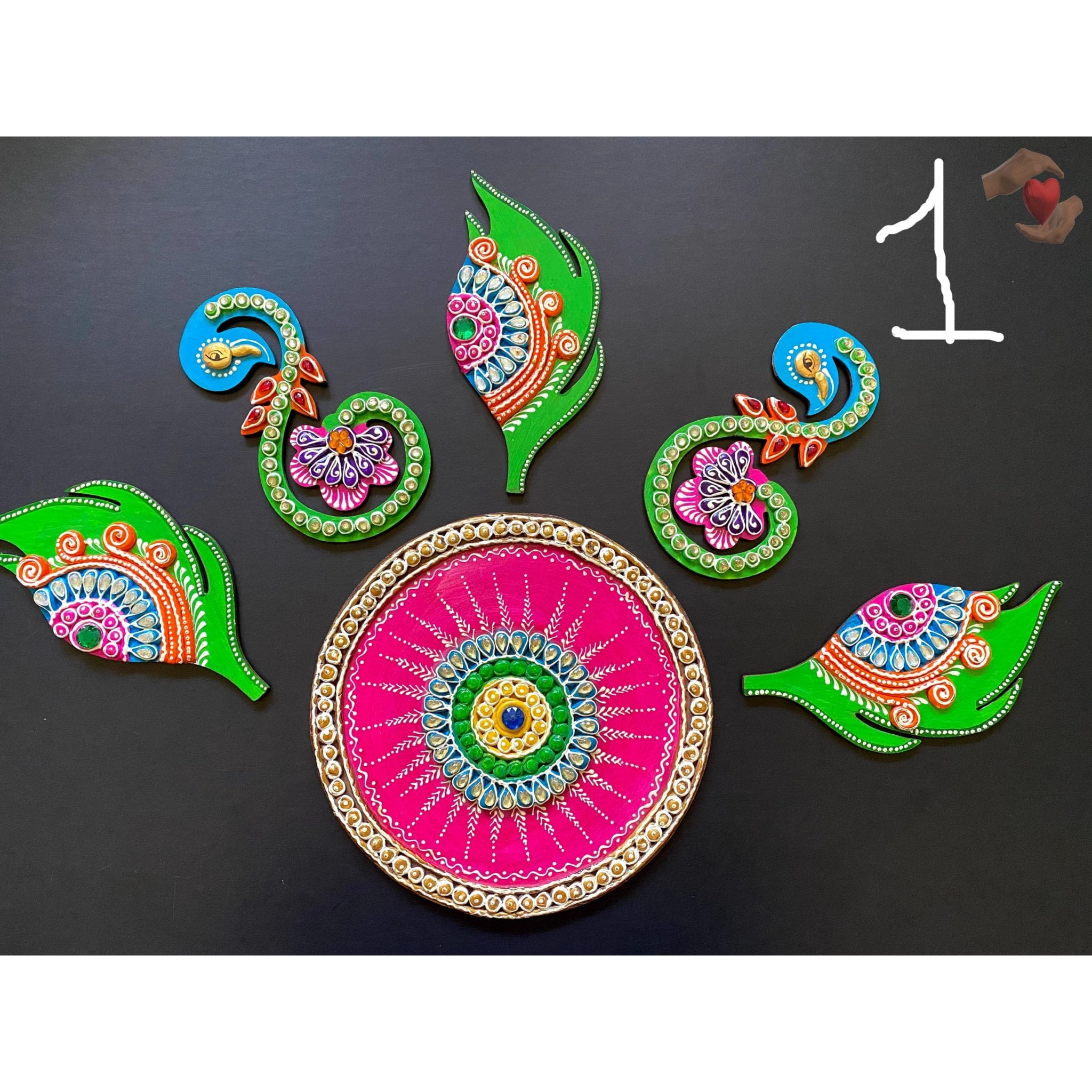 Multi Designer Handcrafted Decorative Diwali Special Stone Rangoli Home Decor 