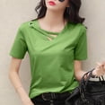 thumbnail image 7 of Women's Loose Fit V-Neck Summer Top Short Sleeve Pullover Solid Color Casual Tee Comfortable and Breathable for Everyday, 7 of 7