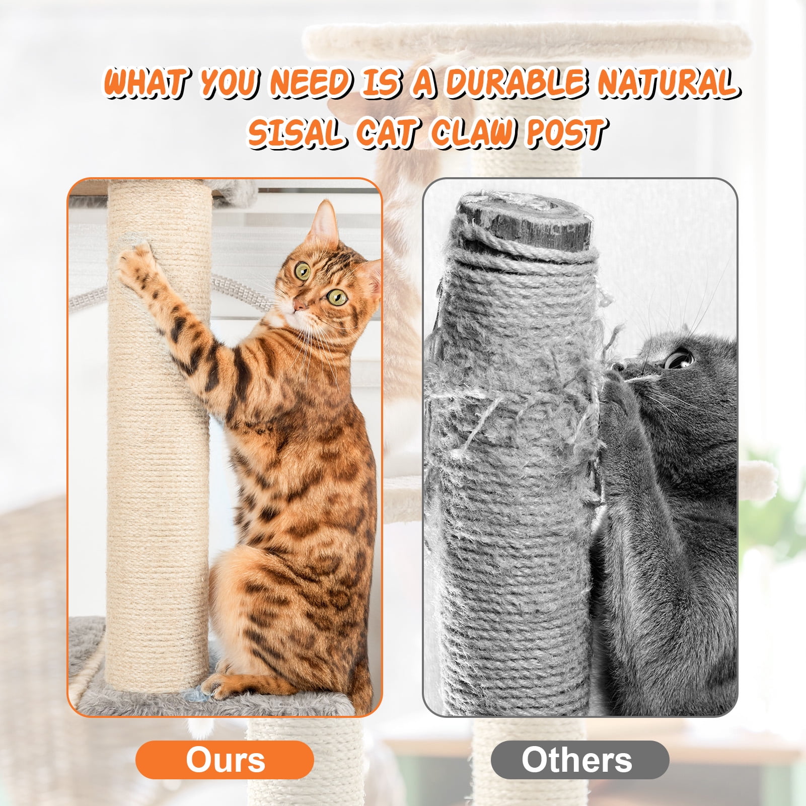 2 PCS M8 Cat Scratching Post Replacement, 15.7 x 3.1 Inch Sisal Pole Cat Tree Replacement Post with Screws, Refill Scratcher Posts for Indoor Kitten Tree Tower Spare Cat Furniture Protector