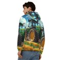 thumbnail image 4 of Wukai Green Tractor Field Print Men's Zip-Up Hoodie,Fleece Full-Zip Hoodie for Men, Hooded Sweatshirt-Small, 4 of 5