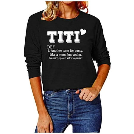 

TZNBGO Long Sleeve Shirts For Women Flowy Tops For Women Casual Loose Round Neck Long Sleeve Letter Print Top Blouse T-shirt Crop Tops For Girls Corset Tops For Women Yoga Tops For Women252