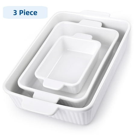 Ceramic Bakeware Set,Porcelain Baking Dishes for Oven,Rectangular Lasagna Pans for Cooking, Kitchen, Cake Dinner,White