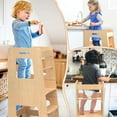 WOOD CITY Step Stool for Kids and Toddlers with Safety Rail, Adjustable