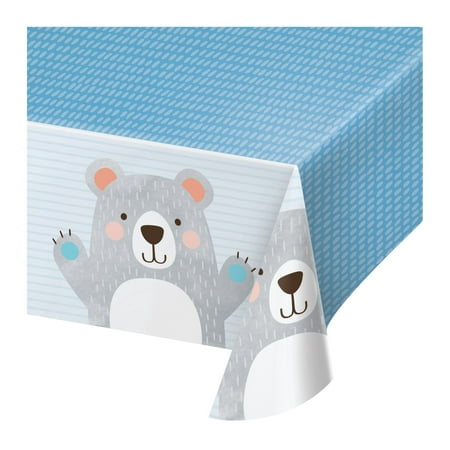 

Pack of 6 Blue and Gray Bear Party Rectangular Tablecloths 102