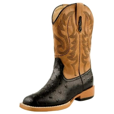 Roper Western Boots Mens Faux Ostrich Black Brown 09-020-1900-0050